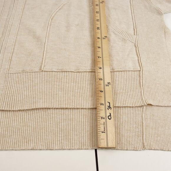 Anthropologie Daily Practice Full Zip Ribbed Mix Beige Oat Split Hem Sweater L - Picture 4 of 12